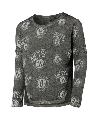 Big Girls Heathered Black Brooklyn Nets Back in Action Long Sleeve T-shirt
