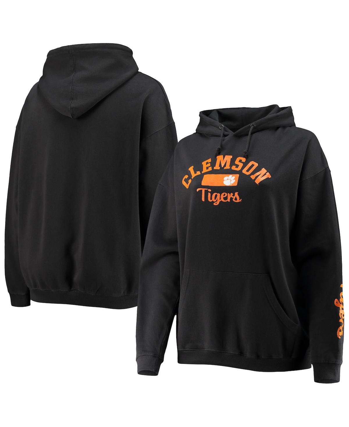 Shop Pressbox Women's  Black Clemson Tigers Rock N Roll Super Oversized Pullover Hoodie