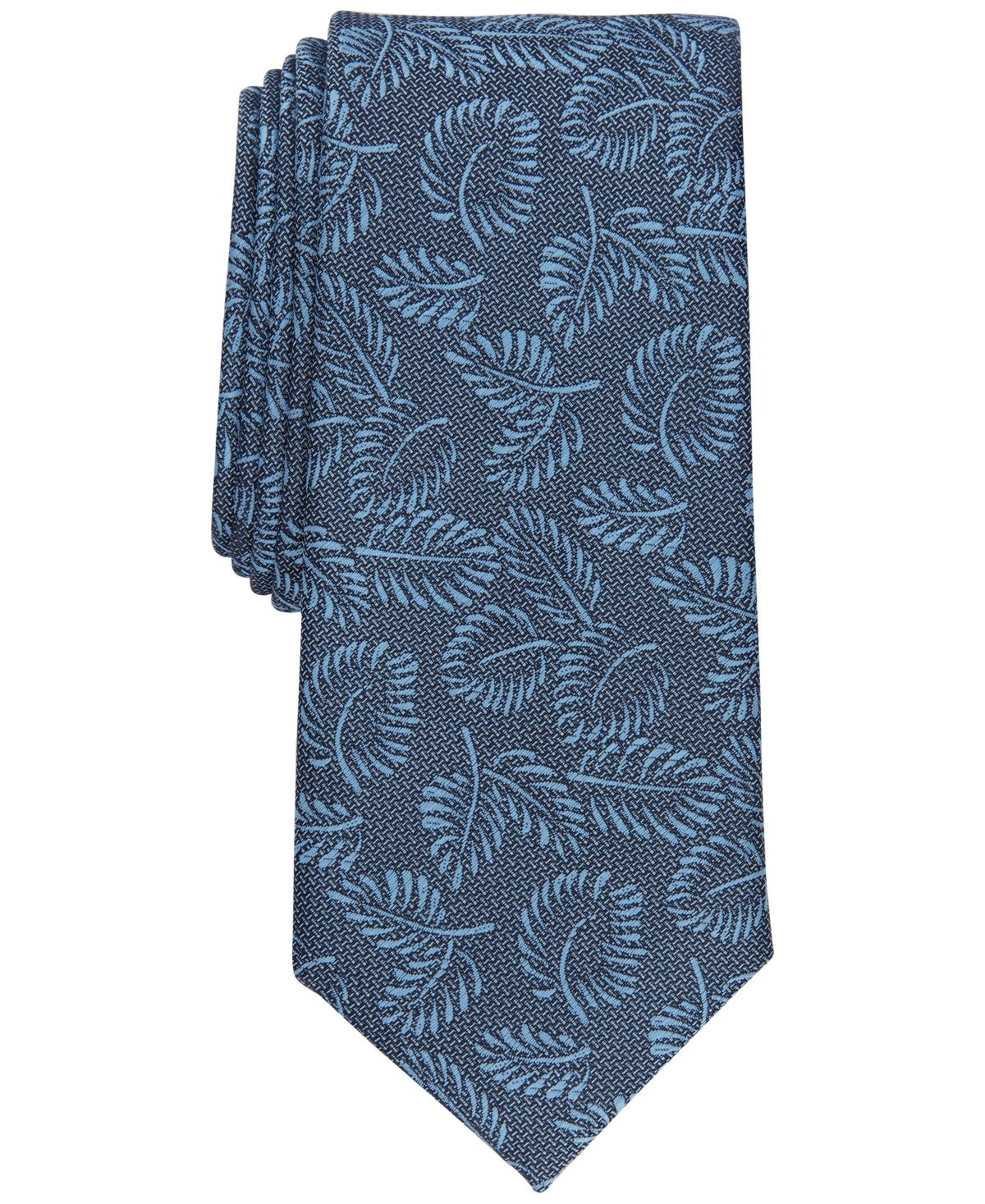 Alfani Men's Breton Leaf Print Tie, Created For Macy's In Lt Blue