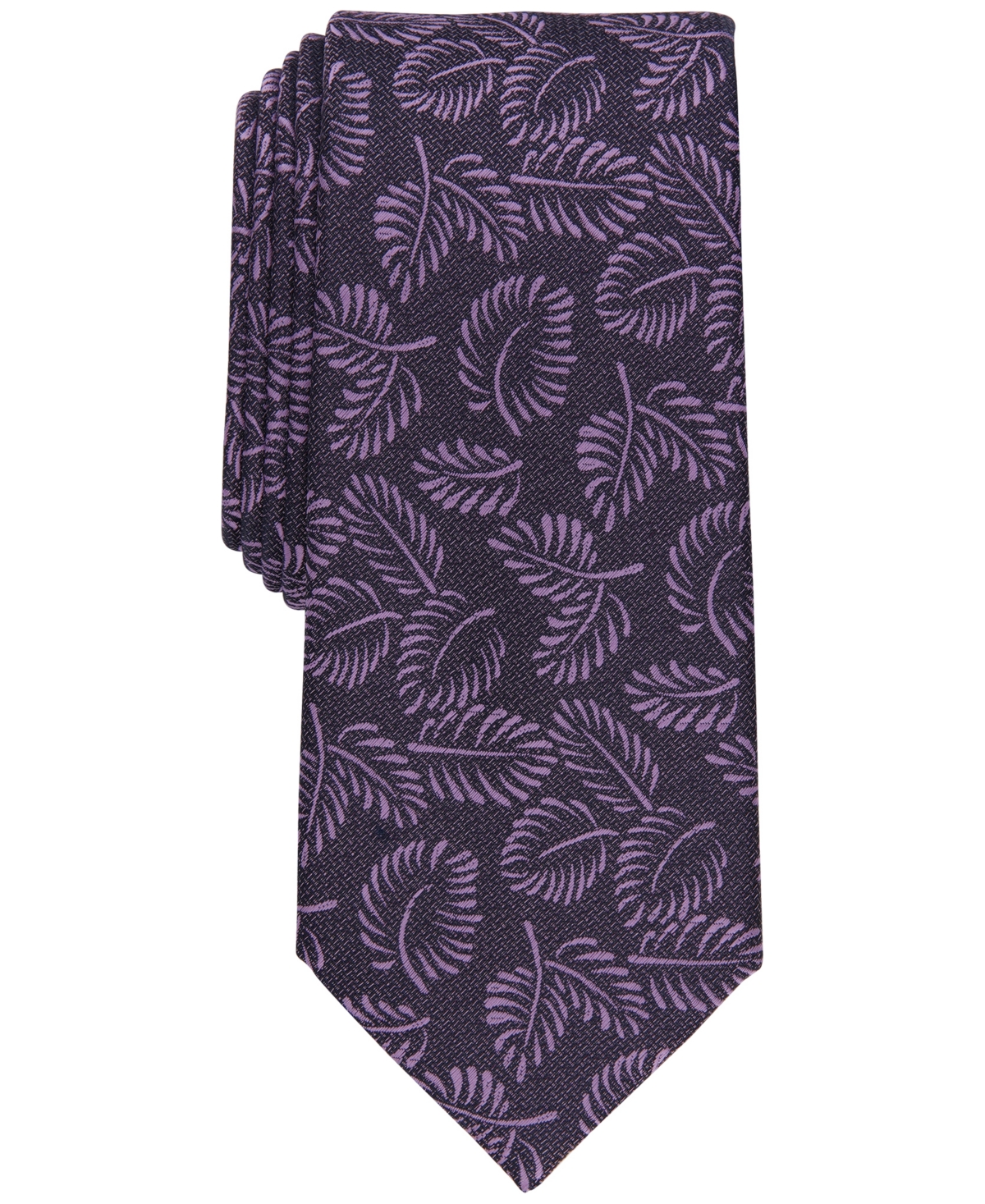 Alfani Men's Breton Leaf Print Tie, Created For Macy's In Mauve