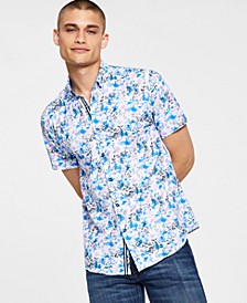 Men's Slim-Fit Paisley-Floral Short-Sleeve Button-Up Shirt