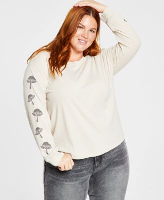 Rebellious One - Trendy Plus Size Good Vibes Mushroom-Graphic T-Shirt