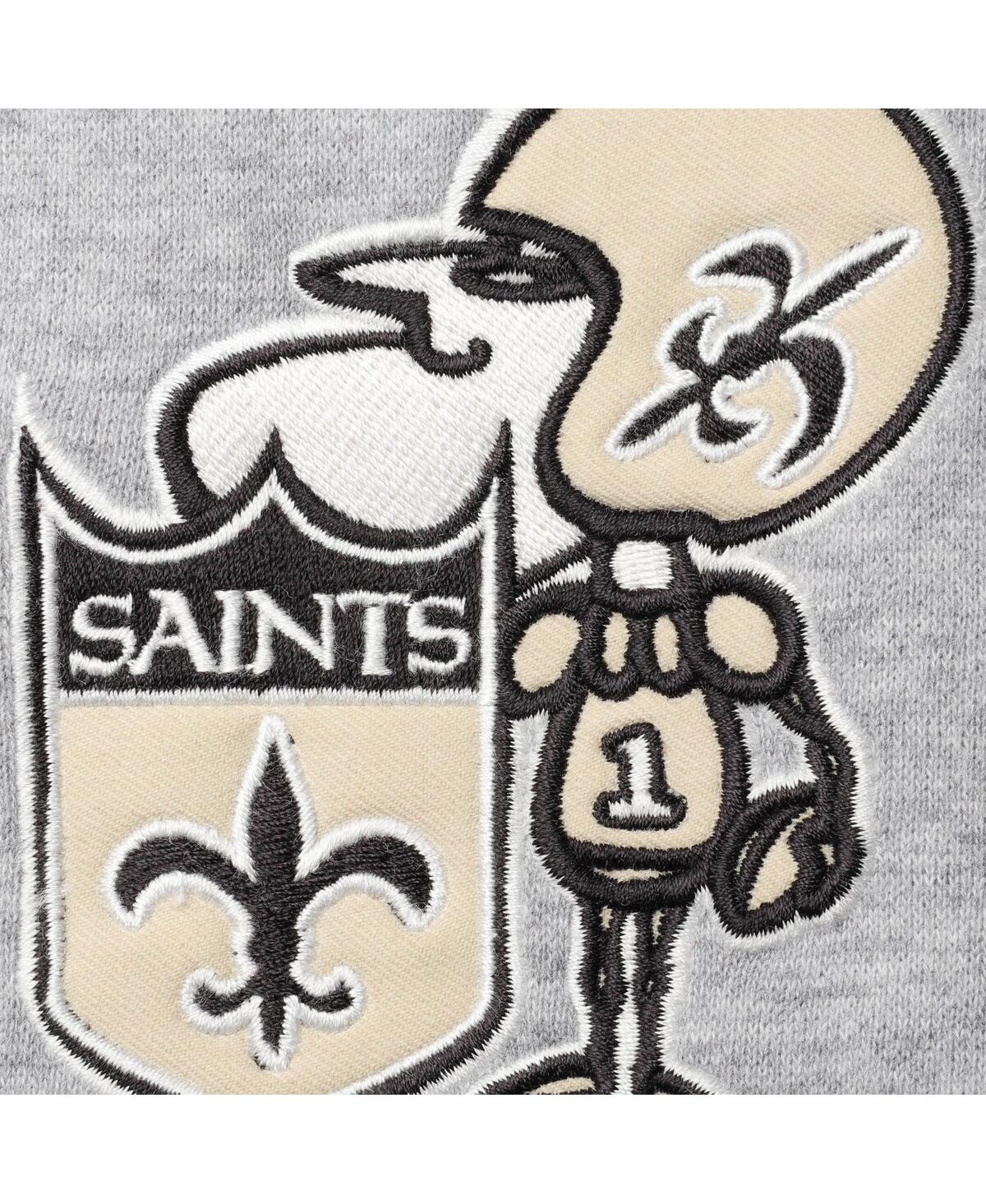 47 Brand Men's '47 Heather Gray New Orleans Saints Double Block Throwback Pullover Hoodie In Heathered Gray