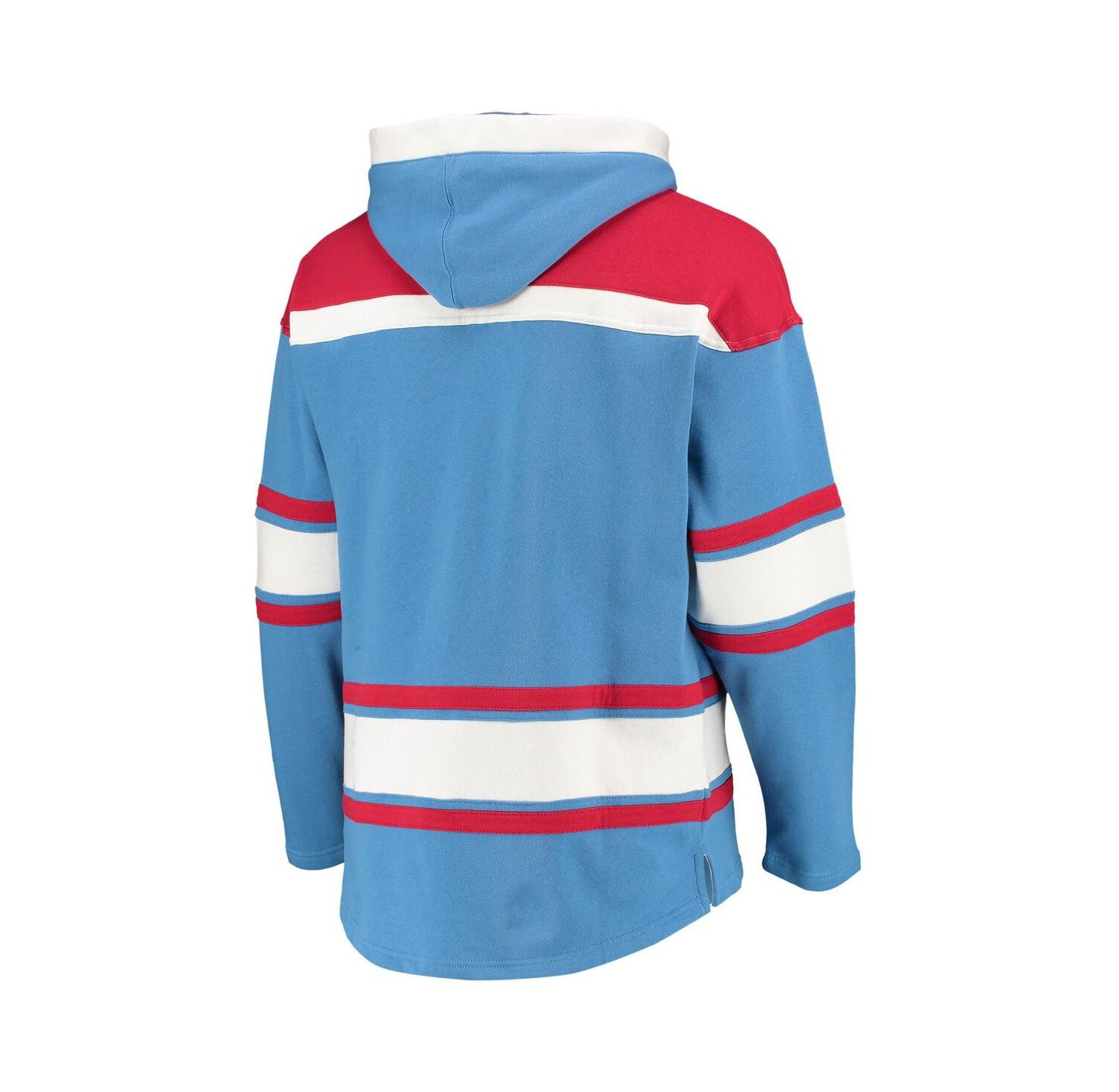 Men's '47 Powder Blue, Red Houston Oilers Lacer V-Neck Pullover Hoodie