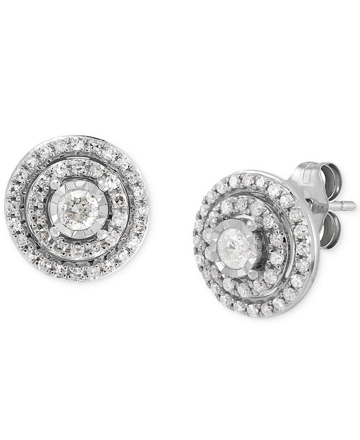 Macy's Diamond Halo Stud Earrings (1/2 ct. t.w.) in 14k White Gold Macy's