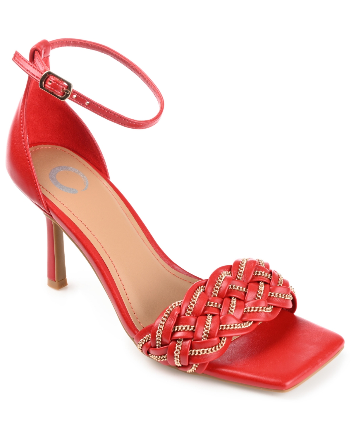 Journee Collection Women's Mabella Braided Chain Sandals In Red