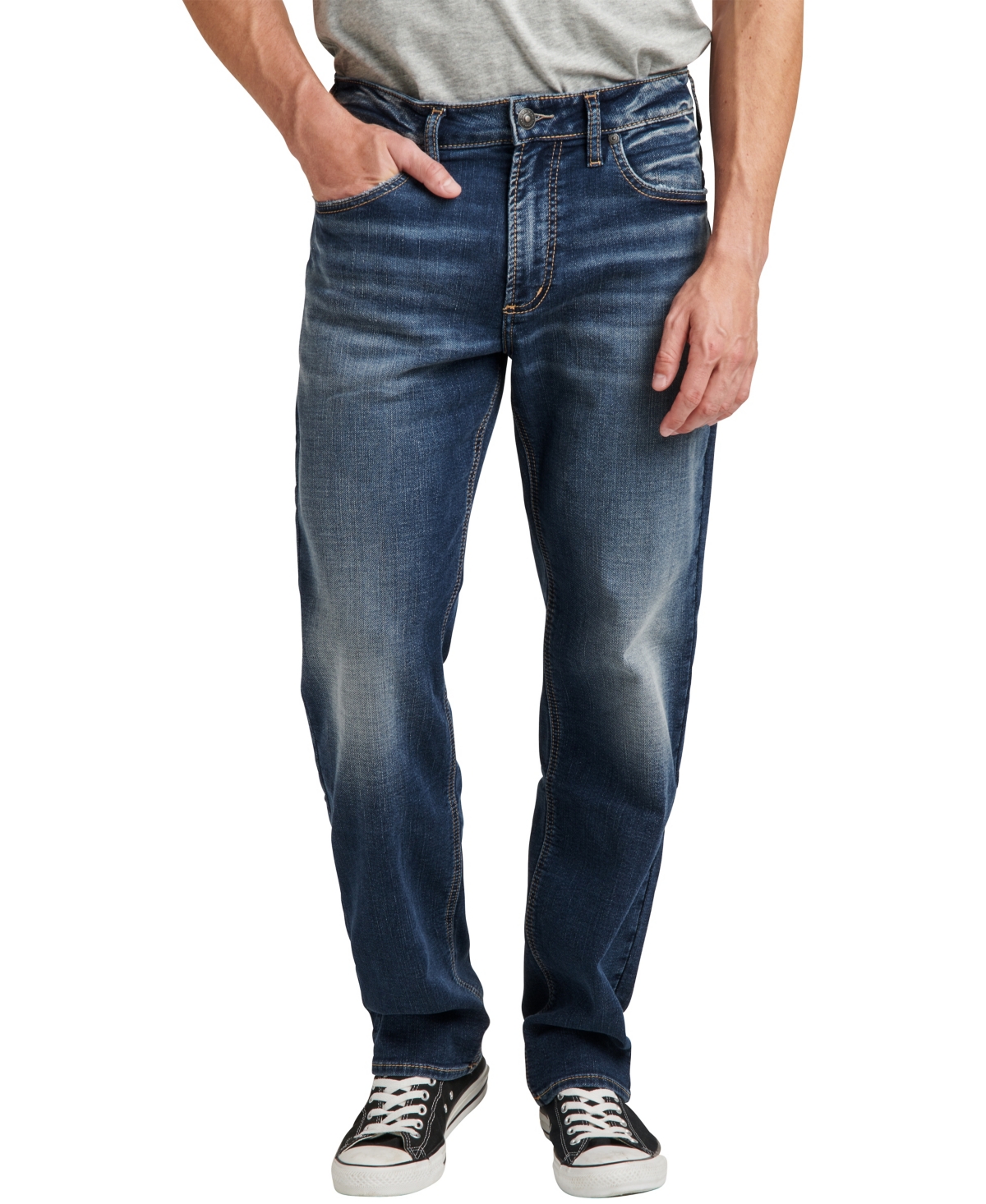 SILVER JEANS CO. MEN'S HUNTER ATHLETIC FIT TAPERED LEG JEANS