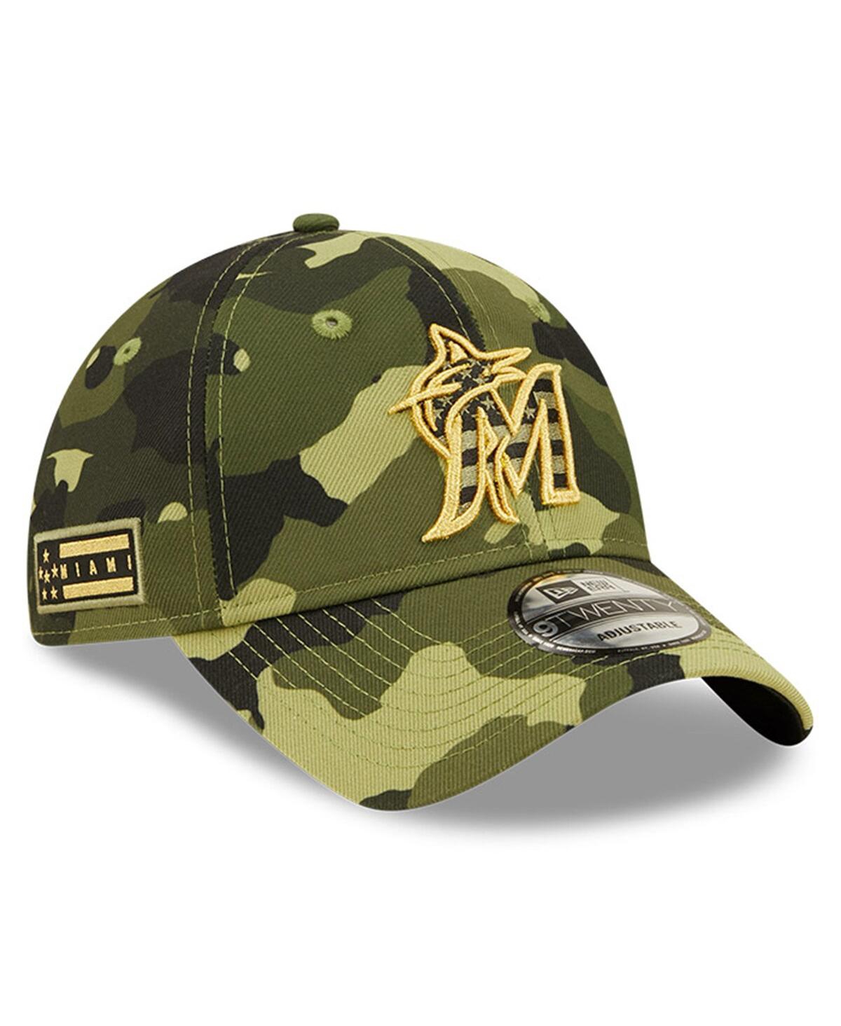 NEW ERA MEN'S NEW ERA CAMO MIAMI MARLINS 2022 ARMED FORCES DAY 9TWENTY ADJUSTABLE HAT 