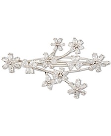 Silver-Tone Cubic Zirconia Flower Spig Bobby Pin