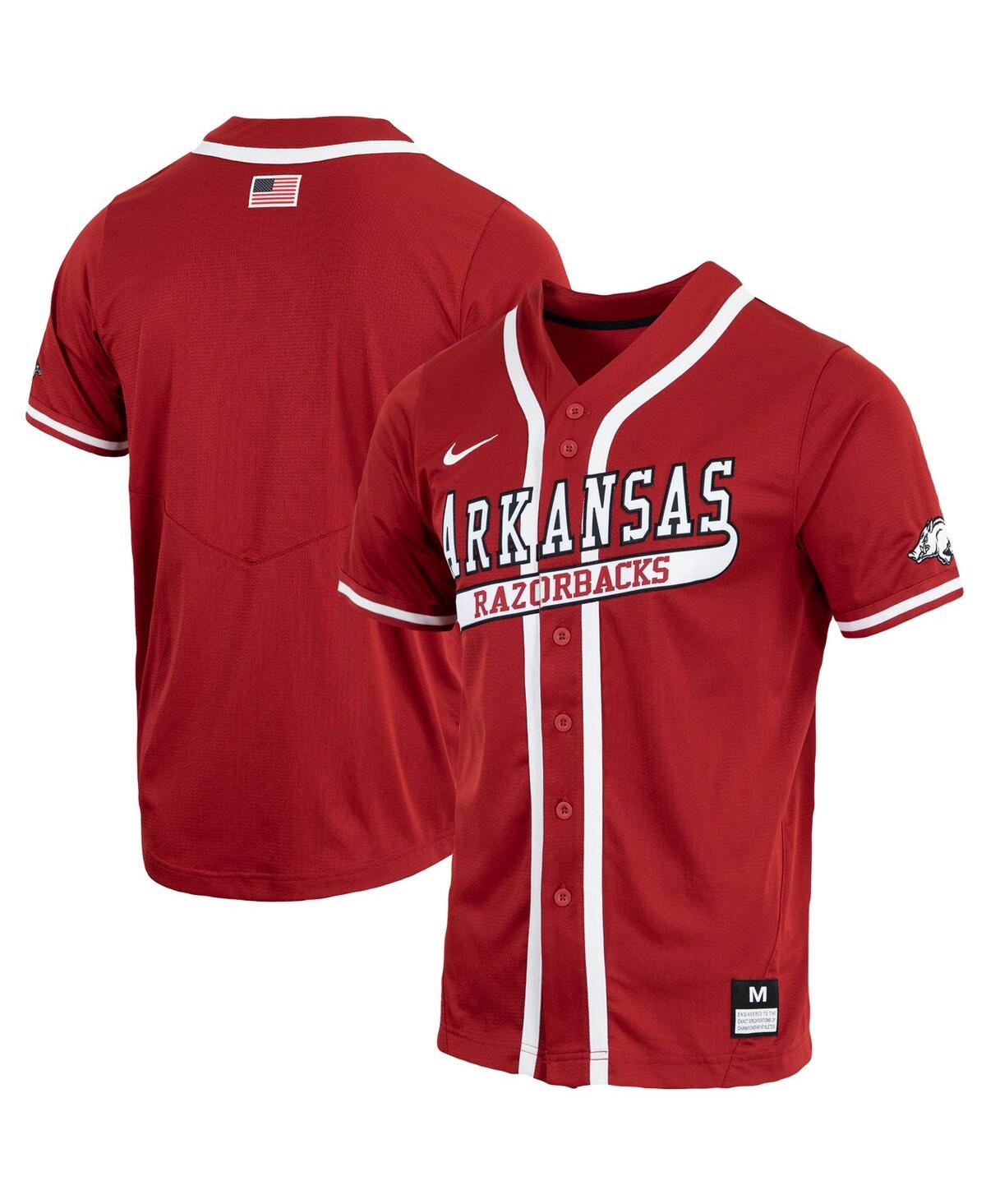 Men's Nike Cardinal Arkansas Razorbacks Replica Full-Button Baseball Jersey