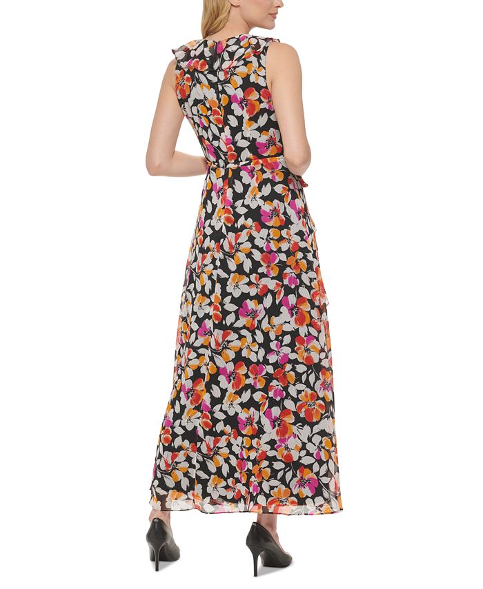 Karl Lagerfeld Paris Women's Ruffled Floral-Print Maxi Dress - Macy's