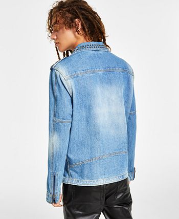 Mens studded clearance jean jacket