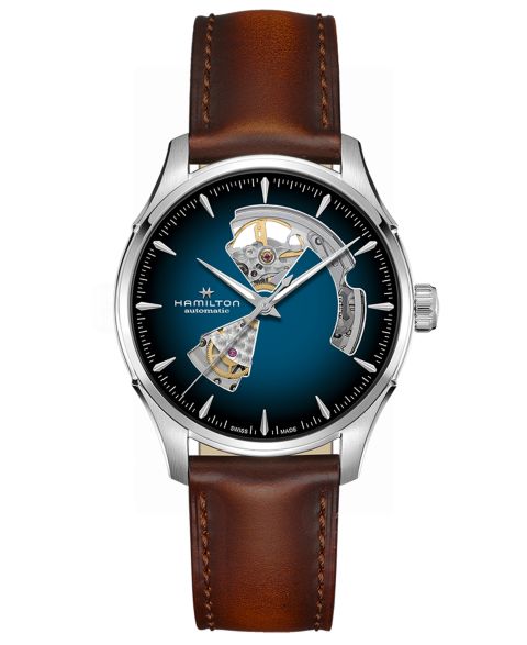 Мужские часы Hamilton Automatic Jazzmaster Open Heart Smoked Blue Stainless Steel Strap Watch 40mm