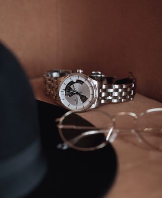 Men's Automatic Jazzmaster Open Heart Silver-Tone Stainless Steel Bracelet Watch 40mm