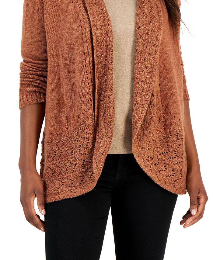 Karen Scott Womens Turbo Duster Cardigan Brown Size Small main image 0