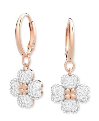 Swarovski - Rose Gold-Tone Crystal Flower Drop Earrings