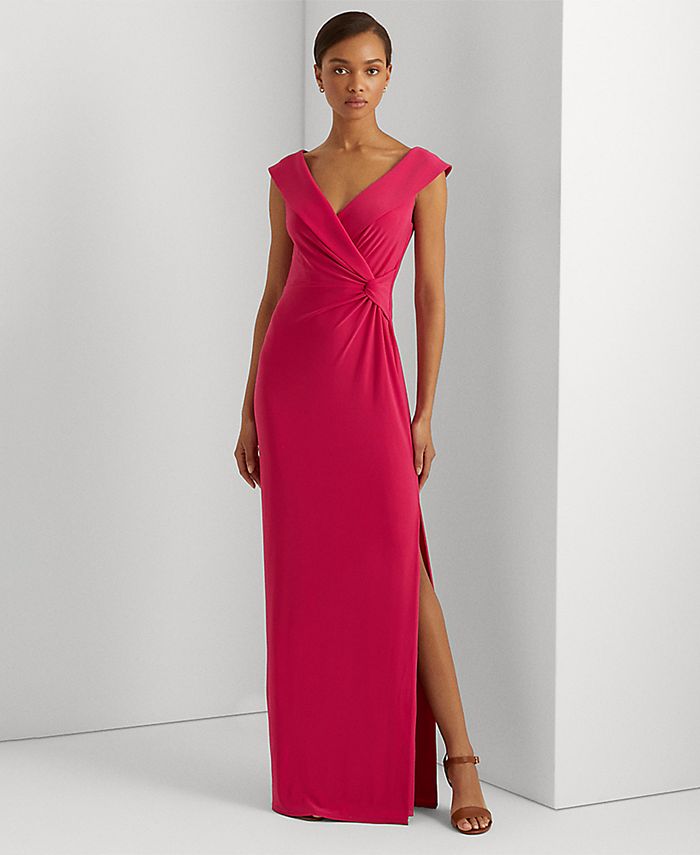 Lauren Ralph Lauren Jersey Off-the-Shoulder Gown - Macy's