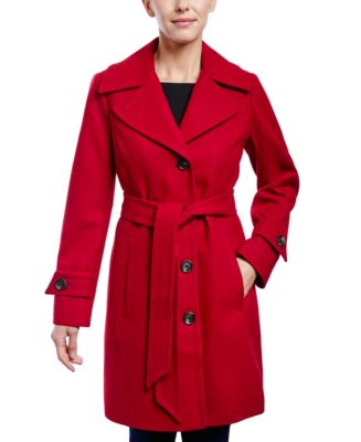 Anne Klein Women's Belted Peacoat, Created for Macy's - Macy's