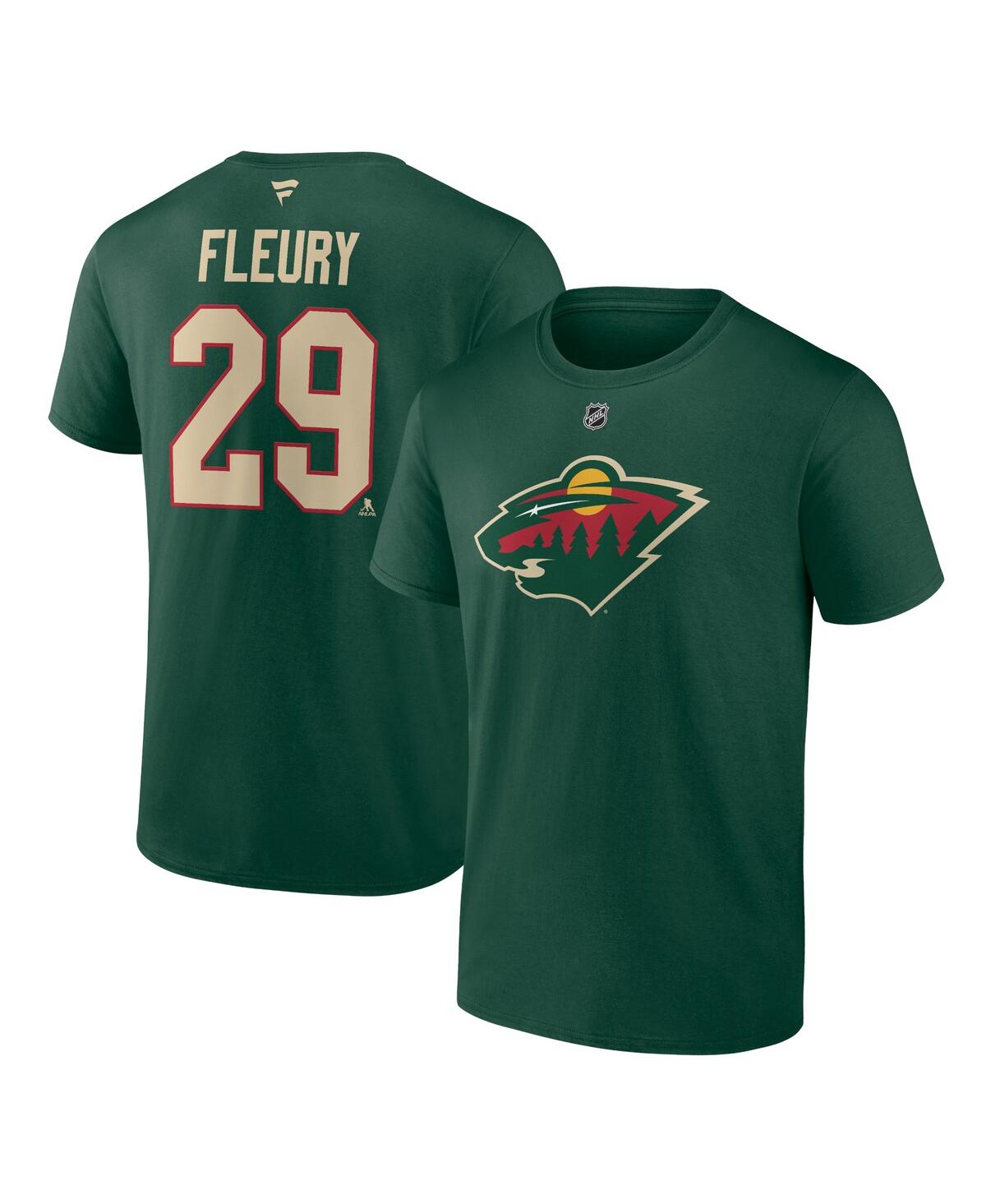 Shop Fanatics Men's  Marc-andre Fleury Green Minnesota Wild Authentic Stack Name And Number T-shirt