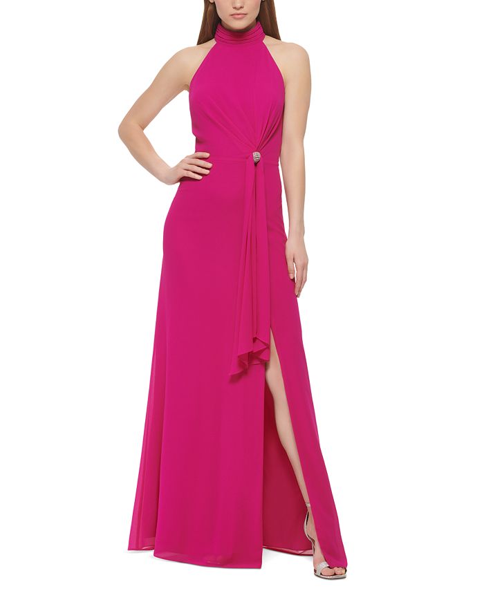 Vince Camuto Women s Mock Neck Halter Gown Macy s