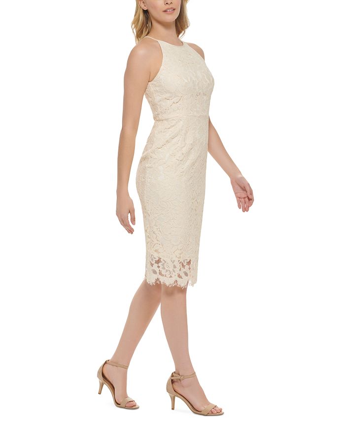 6211 Beaded Lace Halter Sheath Dress main image 1