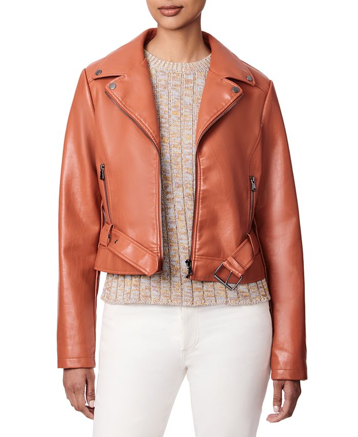 Collection B Juniors' FauxLeather Belted Moto Jacket, Created for Macy