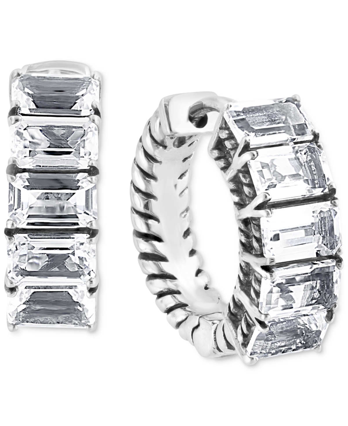 Effy Collection Effy Quartz Crystal Small Huggie Hoop Earrings (4-1/3 Ct. T.w.) In Sterling Silver, 0.61"