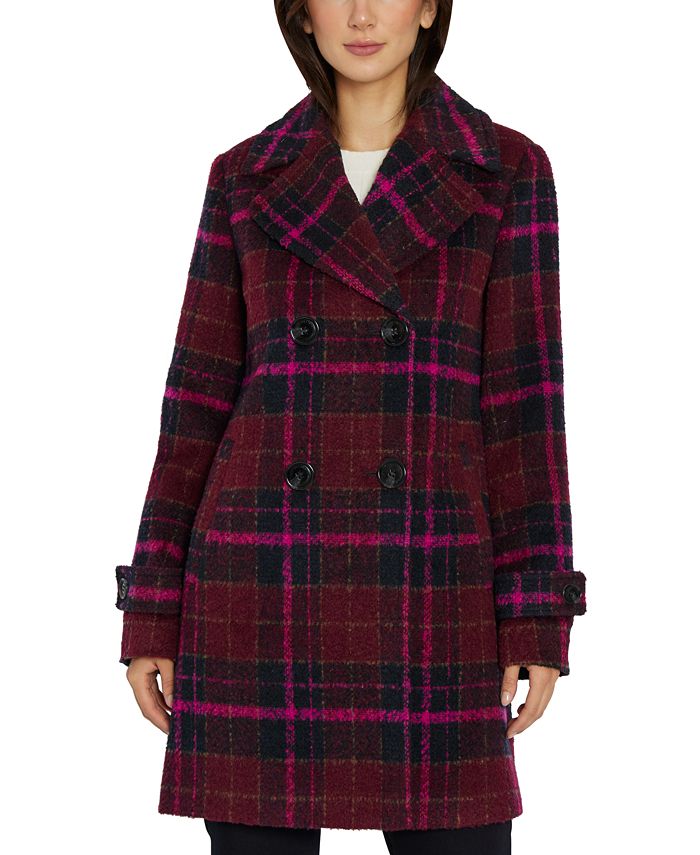 Sam Edelman Womens Double Breasted Plaid Coat Macys