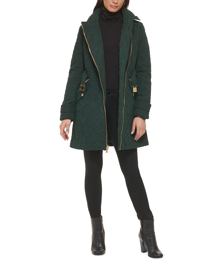 GUESS Women's Asymmetric Belted DiamondQuilted Coat & Reviews Coats