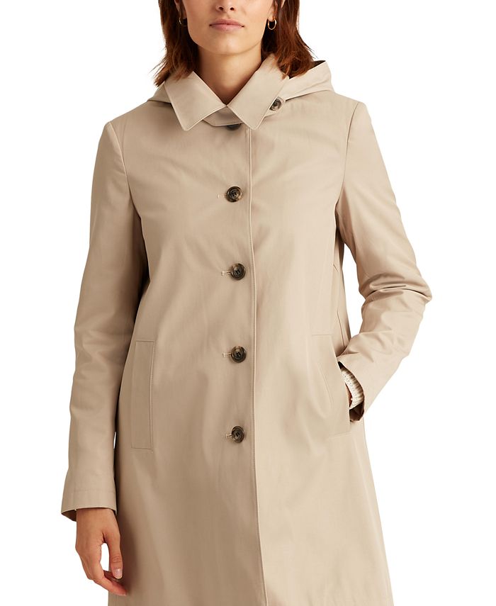 Lauren Ralph Lauren Women's Hooded Single-Breasted A-Line Raincoat ...
