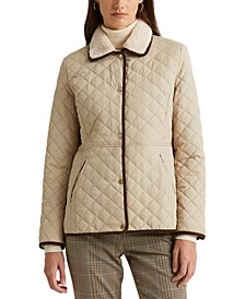 Women's Corduroy-Trim Quilted Coat, Created for Macy's