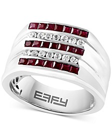 EFFY® Men's Sapphire (1-1/2 ct. t.w.) & White Sapphire (3/8 ct. t.w.) Ring in Sterling Silver (Also Available in Ruby)