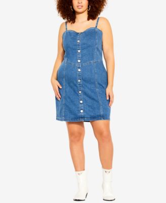 plus size blue pinafore dress