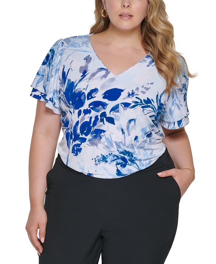 Macy's calvin klein outlet plus size tops
