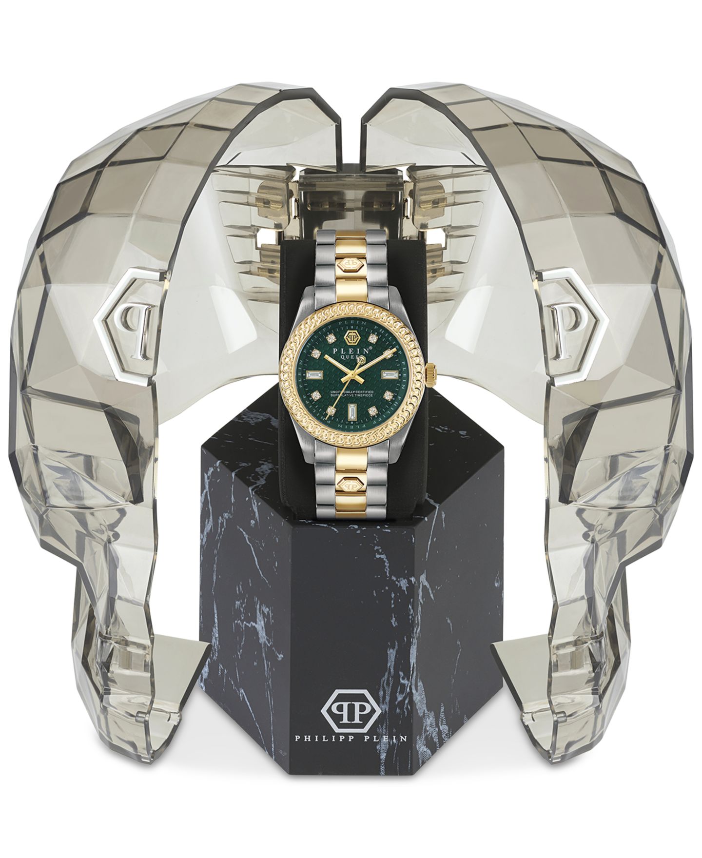 Женские часы Philipp Plein Queen Green & Two-Tone Stainless Steel Bracelet Watch 36mm — фото 3