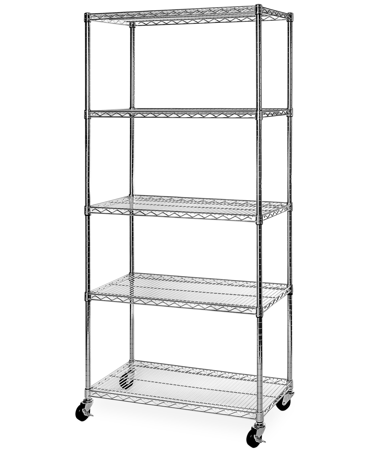Shop Seville Classics Commercial-grade 5-tier Nsf-certified Steel Wire Wheeled Shelving In Chrome