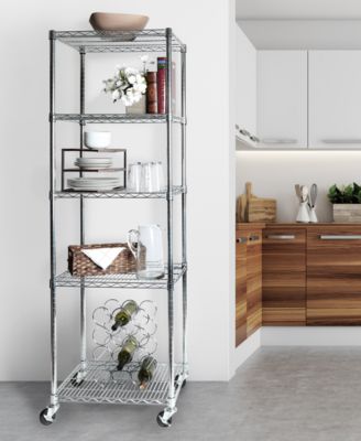 UltraDurable Commercial-Grade 5-Tier NSF-Certified Steel Wire Wheeled Shelving