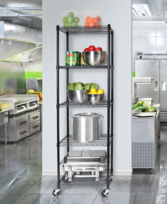 UltraDurable Commercial-Grade 5-Tier NSF-Certified Steel Wire Wheeled Shelving
