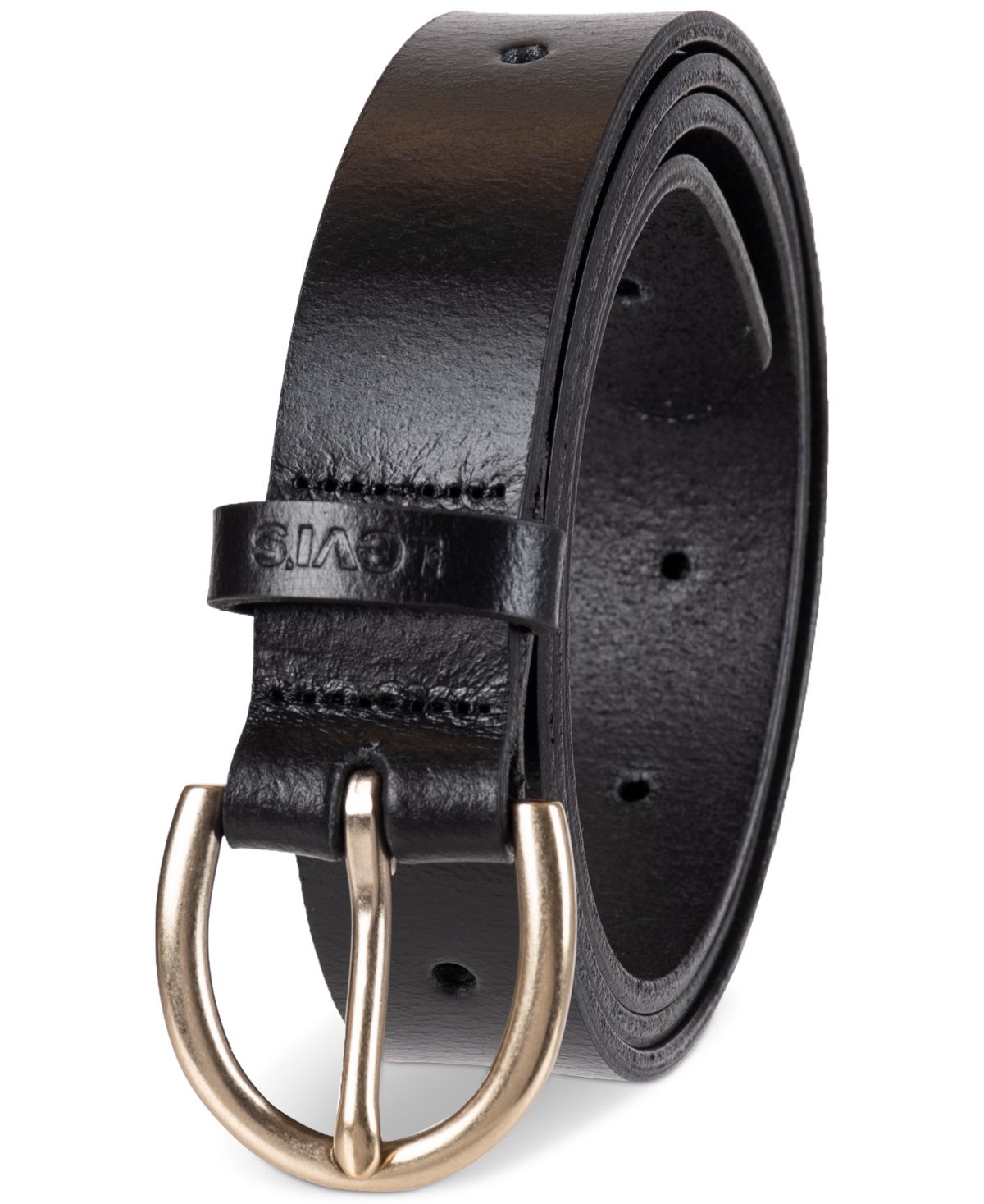 Shop Levi's Women's Slim Adjustable Perforated Leather Belt In Black