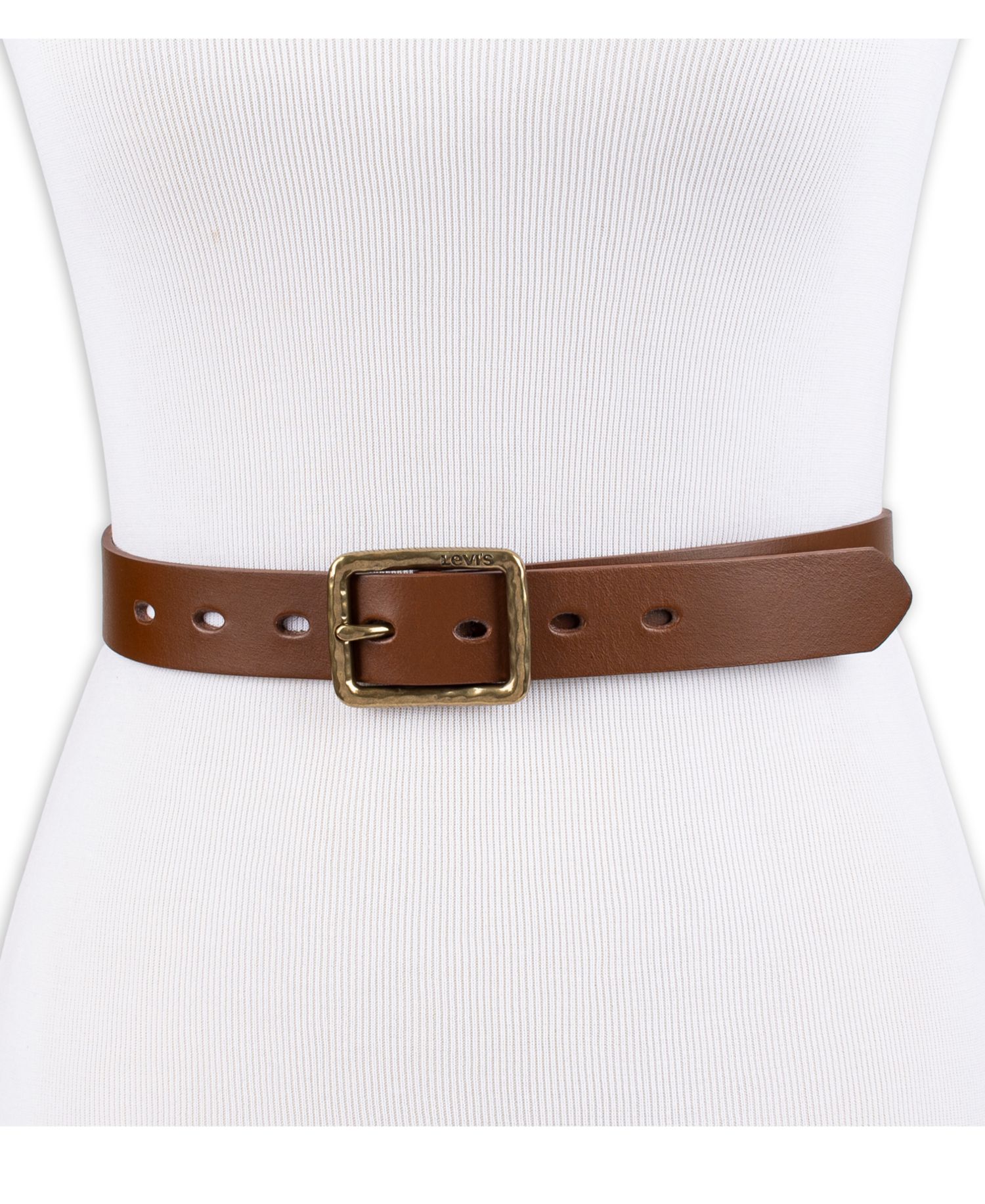 Women's Hammered Center Bar Buckle Casual Leather Belt