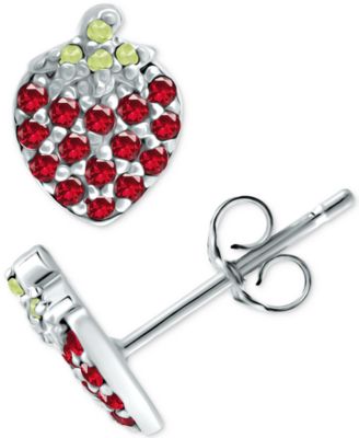 Cubic Zirconia Strawberry Stud Earrings