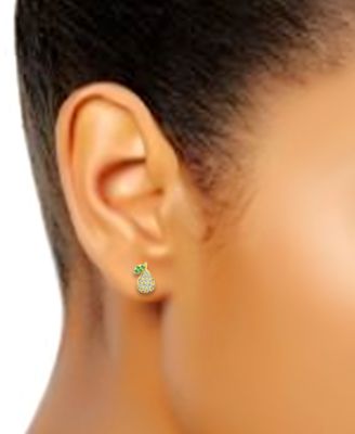 Cubic Zirconia & Green Quartz Pear Stud Earrings, Created for Macy's