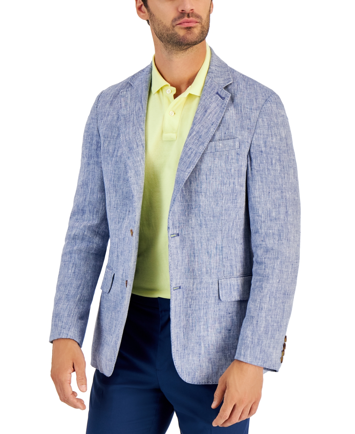 Men's 100% Linen Blazer, Created for Macy's - Chambray