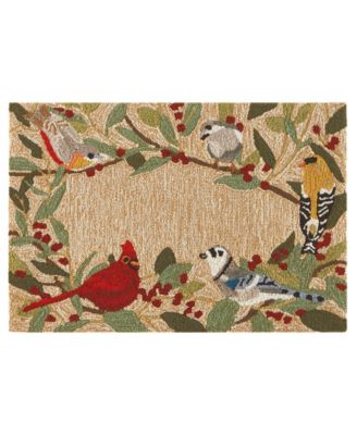 Liora Manne Frontporch Bird Border Area Rug In Sand