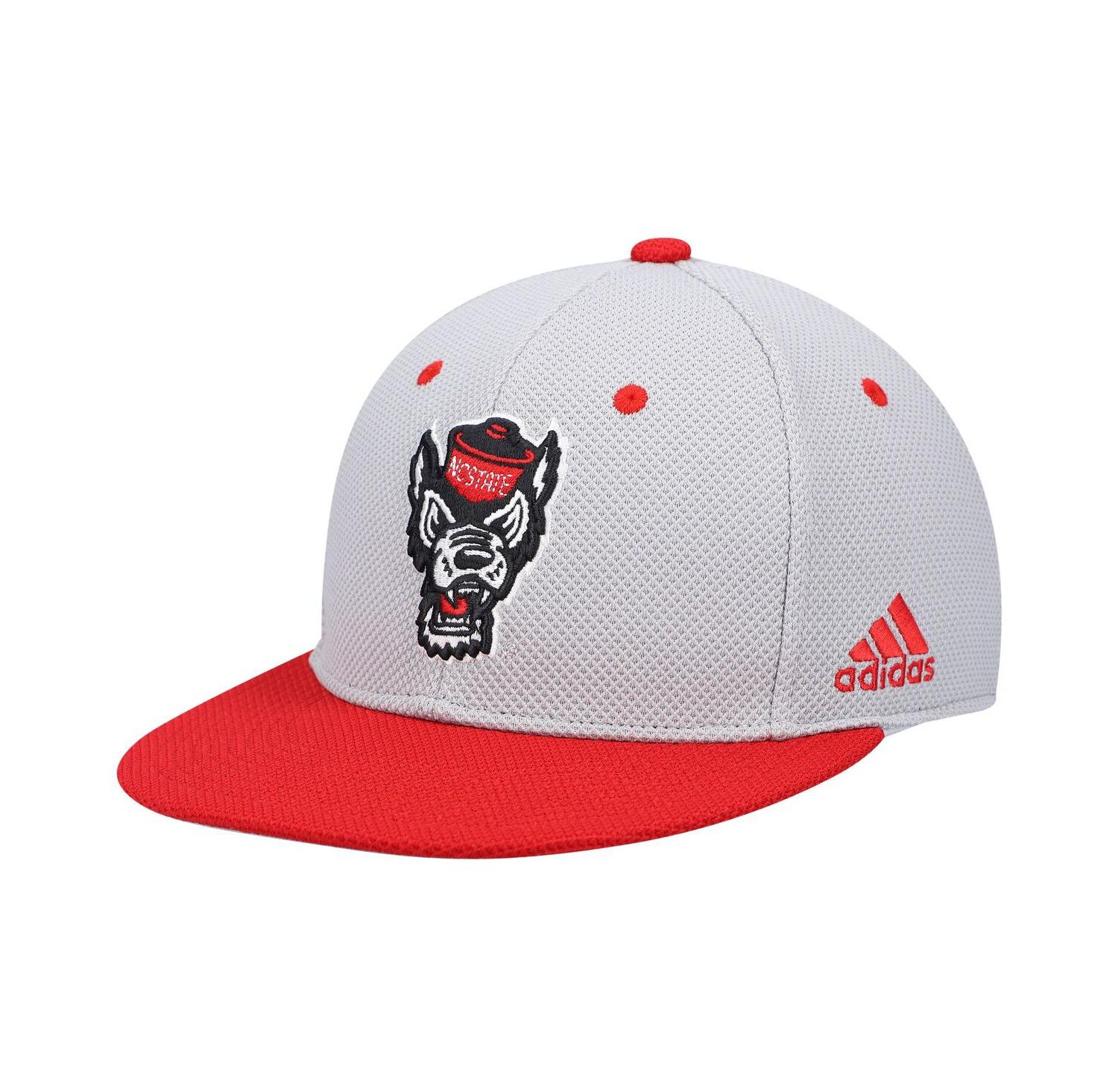 Men's Gray and Red NC State Wolfpack On-Field Baseball Fitted Hat