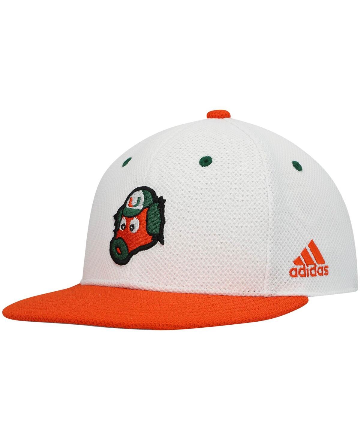 Shop Adidas Originals Men's Adidas White And Orange Miami Hurricanes Miami Maniac On-field Baseball Fitted Hat In White,orange