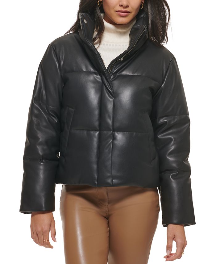 Levi's Women's Cropped Faux-Leather Puffer Coat & Reviews - Coats & Jackets  - Women - Macy's