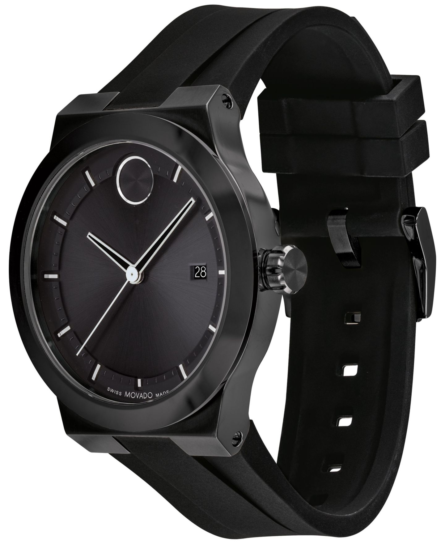 Мужские часы Movado Swiss Fusion Bold Black Silicone Strap Watch 42mm — фото 2