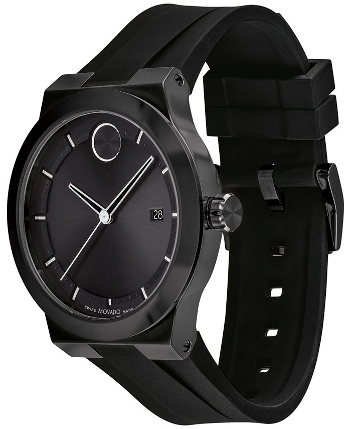 Movado Men's Swiss Fusion Bold Black Silicone Strap Watch 42mm - Macy's