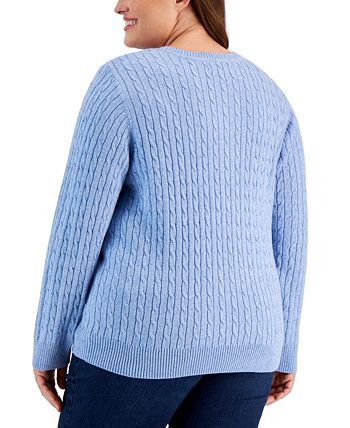 Karen Scott Womens Beaded Cable Mock Neck Sweater Black Size Large main image 0
